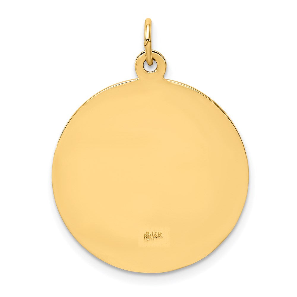 14k Yellow Gold 21.3 mm Solid Polished/Satin Medium Round St. Jude Thaddeus Medal (3.7 grams)