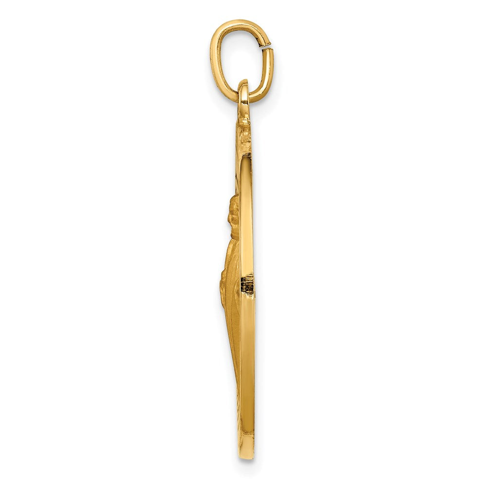 14k Yellow Gold 24.25 mm Solid Polished/Satin Large Round St. Jude Thaddeus Medal (5.89 grams)