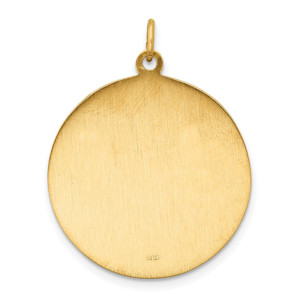 14k Yellow Gold 24.25 mm Solid Polished/Satin Large Round St. Jude Thaddeus Medal (5.89 grams)