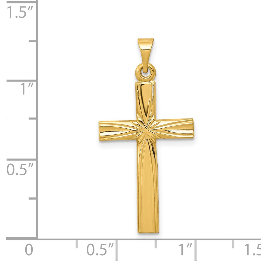 14k Yellow Gold 15.5 mm Polished Latin Cross Pendant (0.58 grams)
