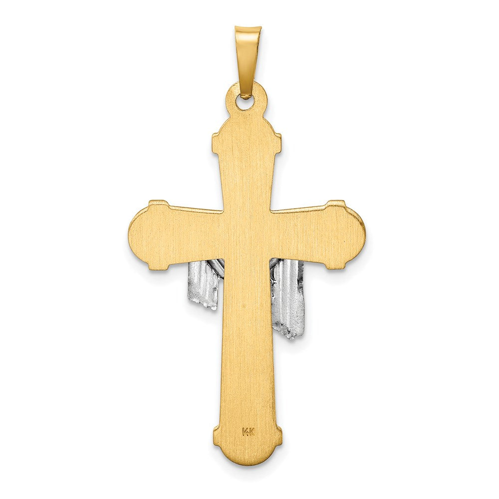 14k Two-tone 18 mm Hollow Polished Draped Cross (1.17 grams)