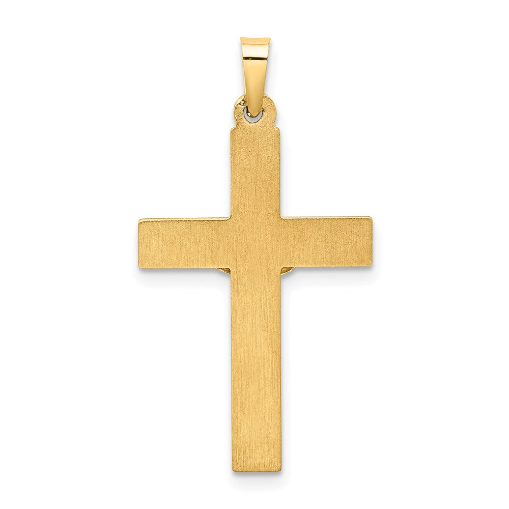 14k Two-tone 17 mm Hollow Polished Textured Latin Crucifix (0.91 grams)