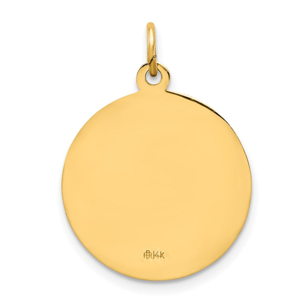 14k Yellow Gold 17.75 mm Solid Polished/Satin Round Our Lady of Guadalupe Medal (2.26 grams)