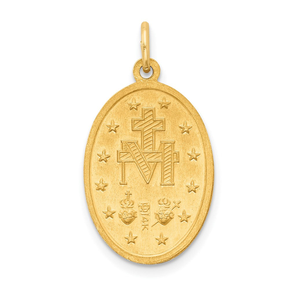 14k Yellow Gold 13 mm Solid Polished/Satin Oval Miraculous Medal (1.99 grams)