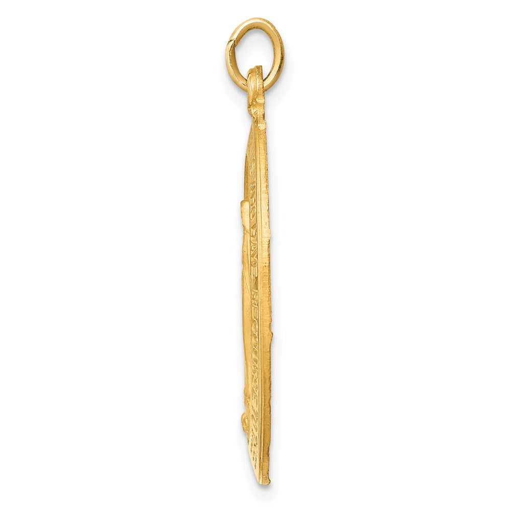 14k Yellow Gold 18.5 mm Solid Polished/Satin Medium Oval Miraculous Medal (3.6 grams)