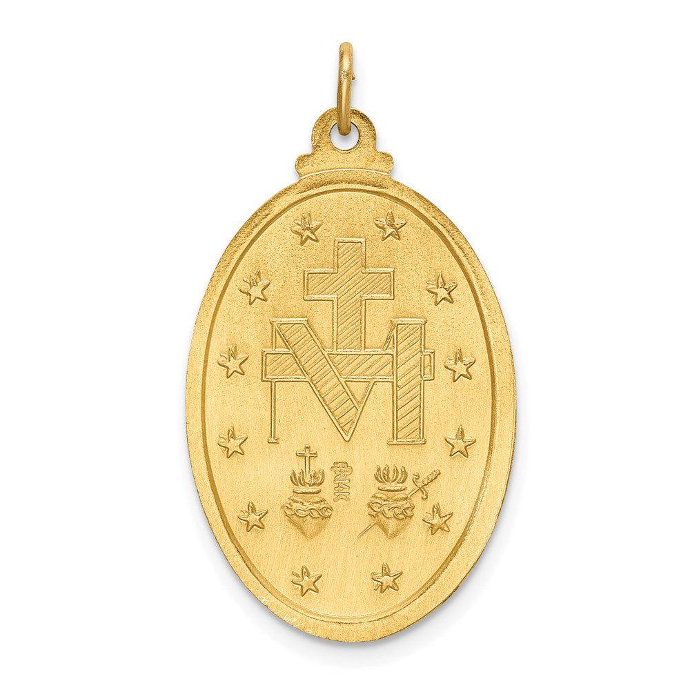 14k Yellow Gold 18.5 mm Solid Polished/Satin Medium Oval Miraculous Medal (3.6 grams)