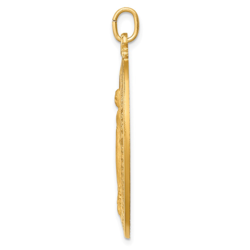 14k Yellow Gold 24 mm Solid Polished/Satin Large Oval Miraculous Medal (8 grams)