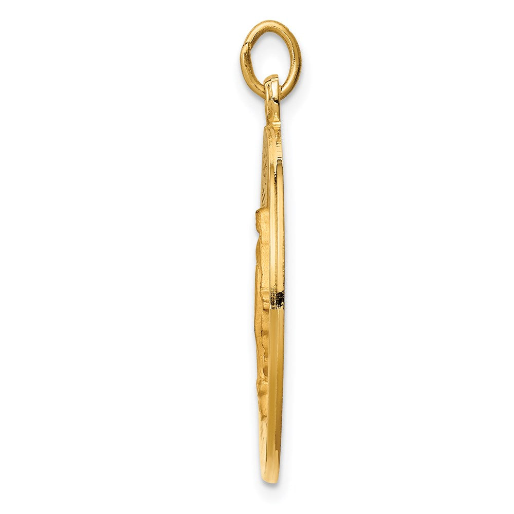 14k Yellow Gold 24 mm Solid Polished/Satin Round Miraculous Medal (4.09 grams)