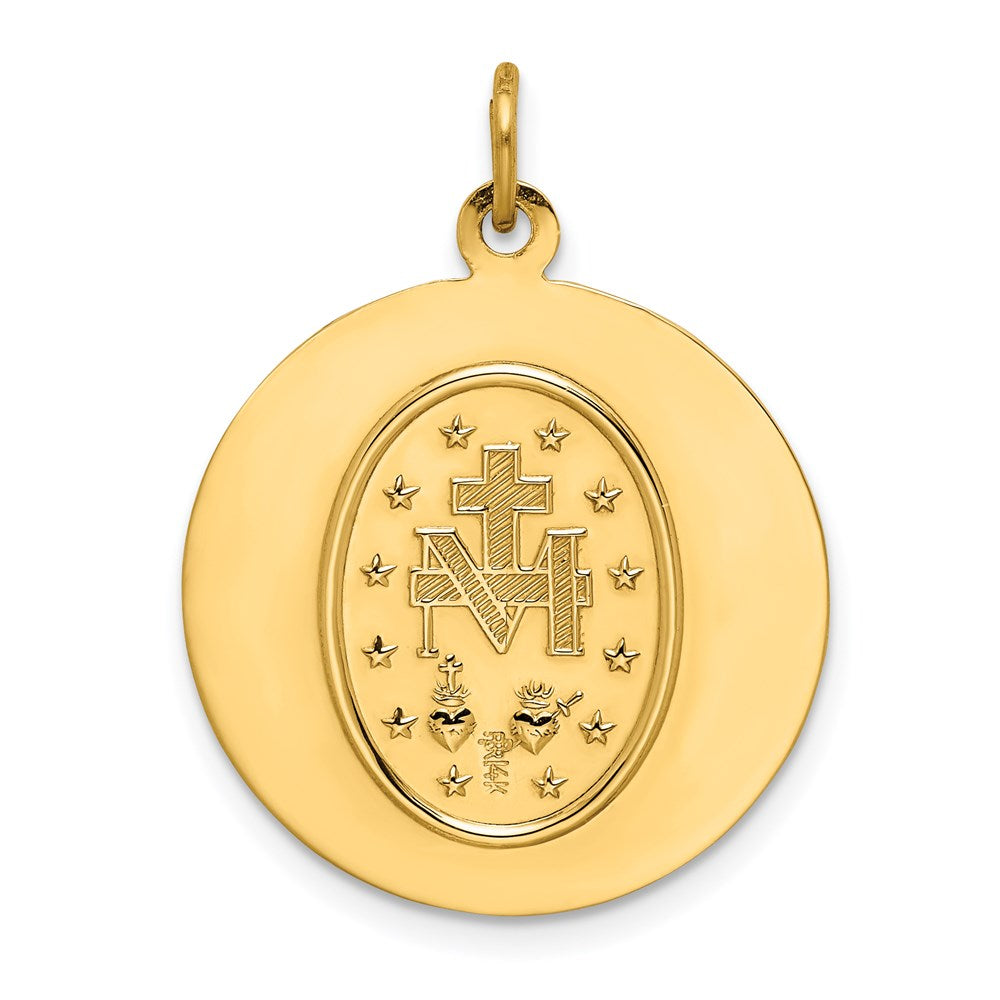 14k Yellow Gold 20.25 mm Solid Polished/Satin Medium Round Miraculous Medal (2.32 grams)