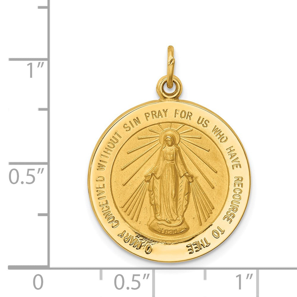 14k Yellow Gold 20.25 mm Solid Polished/Satin Medium Round Miraculous Medal (2.32 grams)