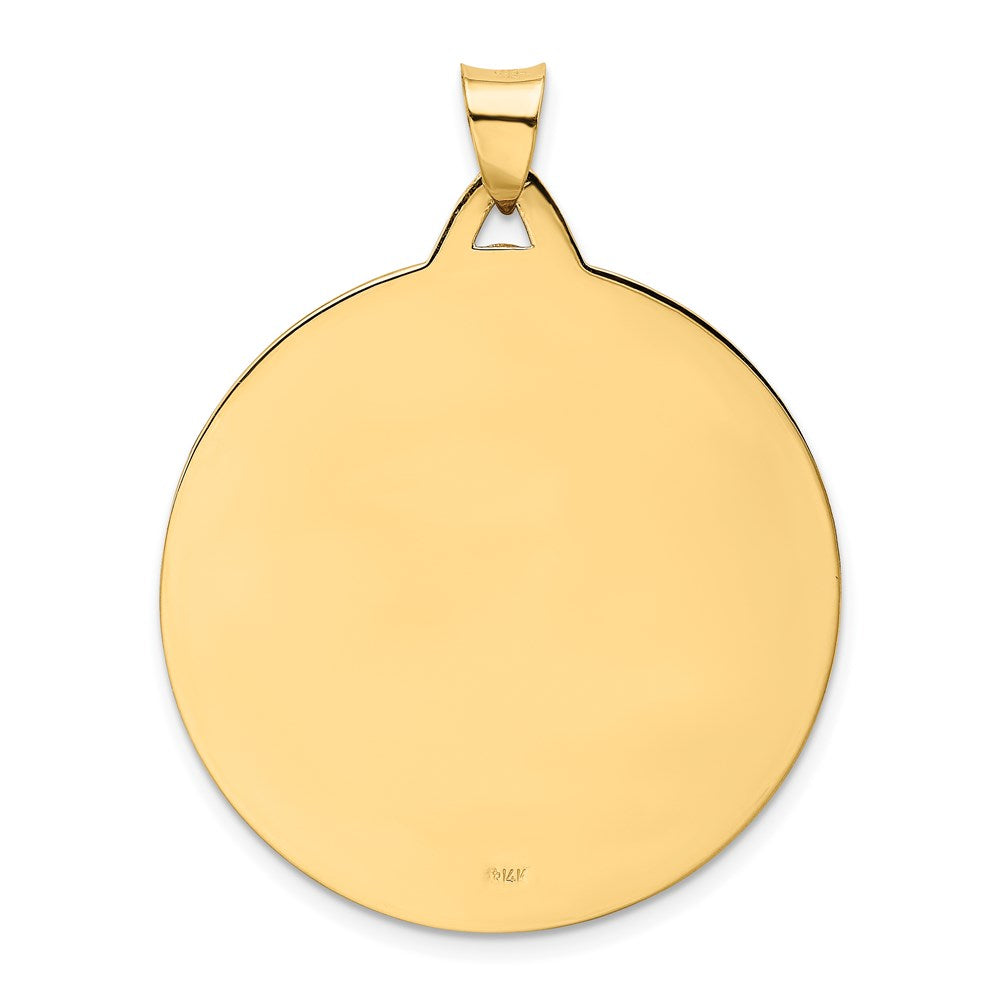 14k Yellow Gold 34.5 mm Solid Polished/Satin Large Raised Round Milagrosa Medal (10.26 grams)