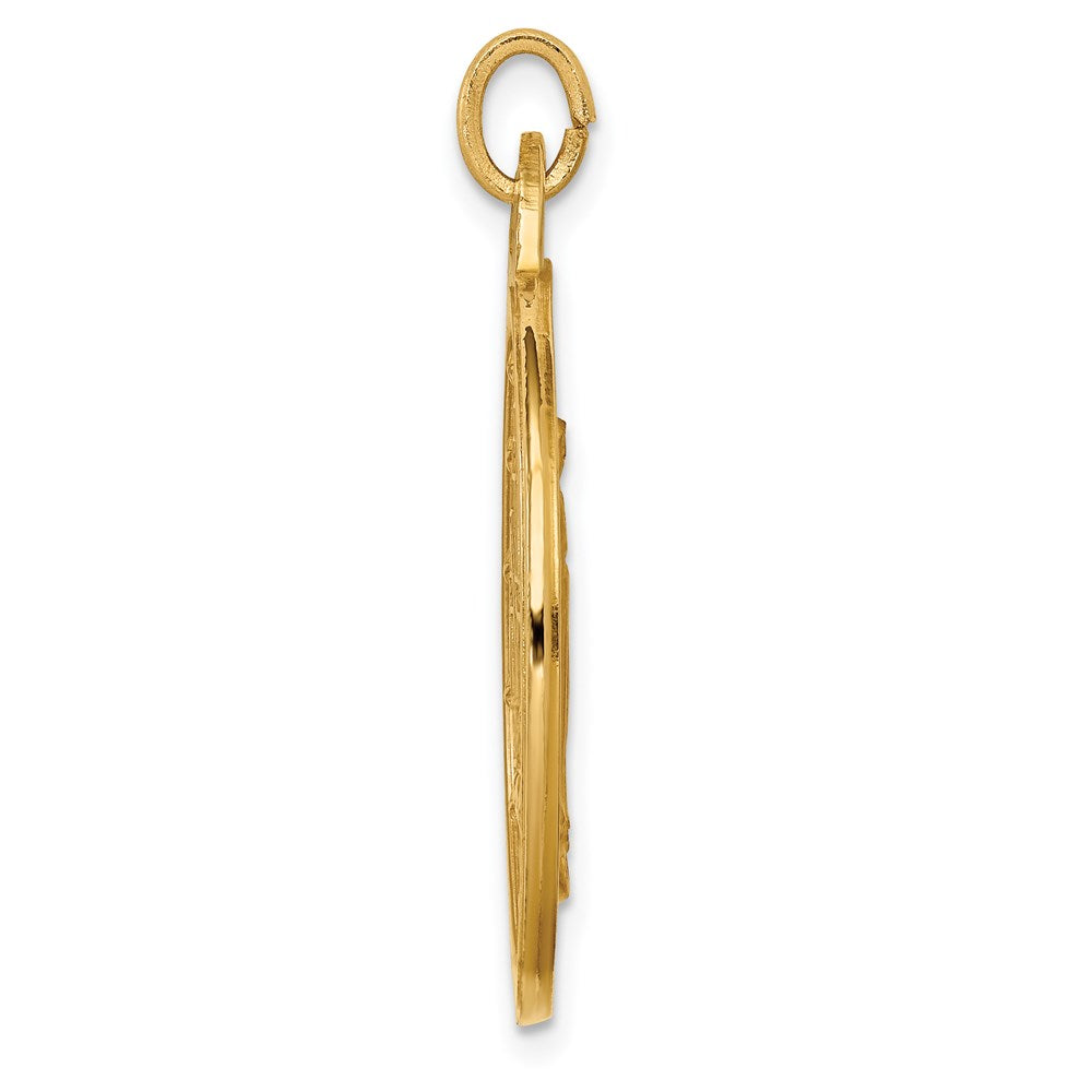 14k Yellow Gold 24 mm Solid Polished/Satin Extra Large Round Miraculous Medal (5.55 grams)