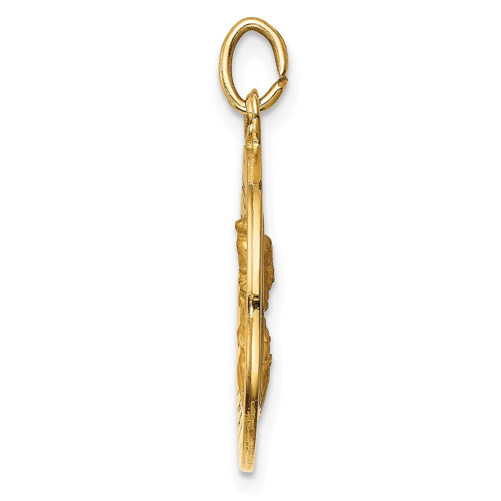 14k Yellow Gold 18.75 mm Solid Small Queen Of Holy Scapular Reversible Medal (2.63 grams)