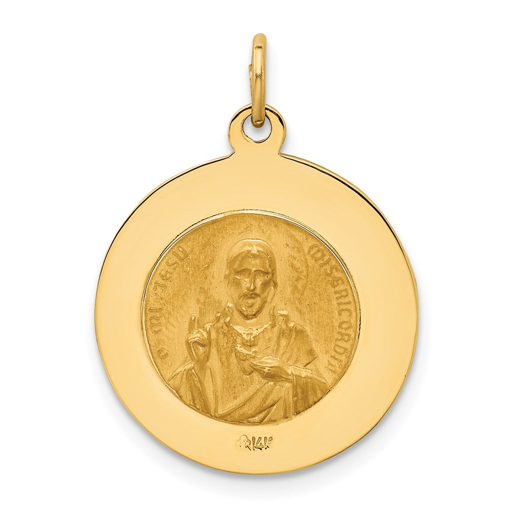 14k Yellow Gold 18.75 mm Solid Small Queen Of Holy Scapular Reversible Medal (2.63 grams)