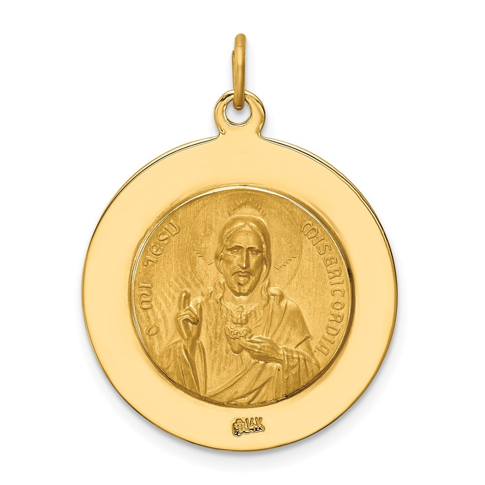 14k Yellow Gold 22 mm Solid Large Queen Of Holy Scapular Reversible Medal (4.39 grams)