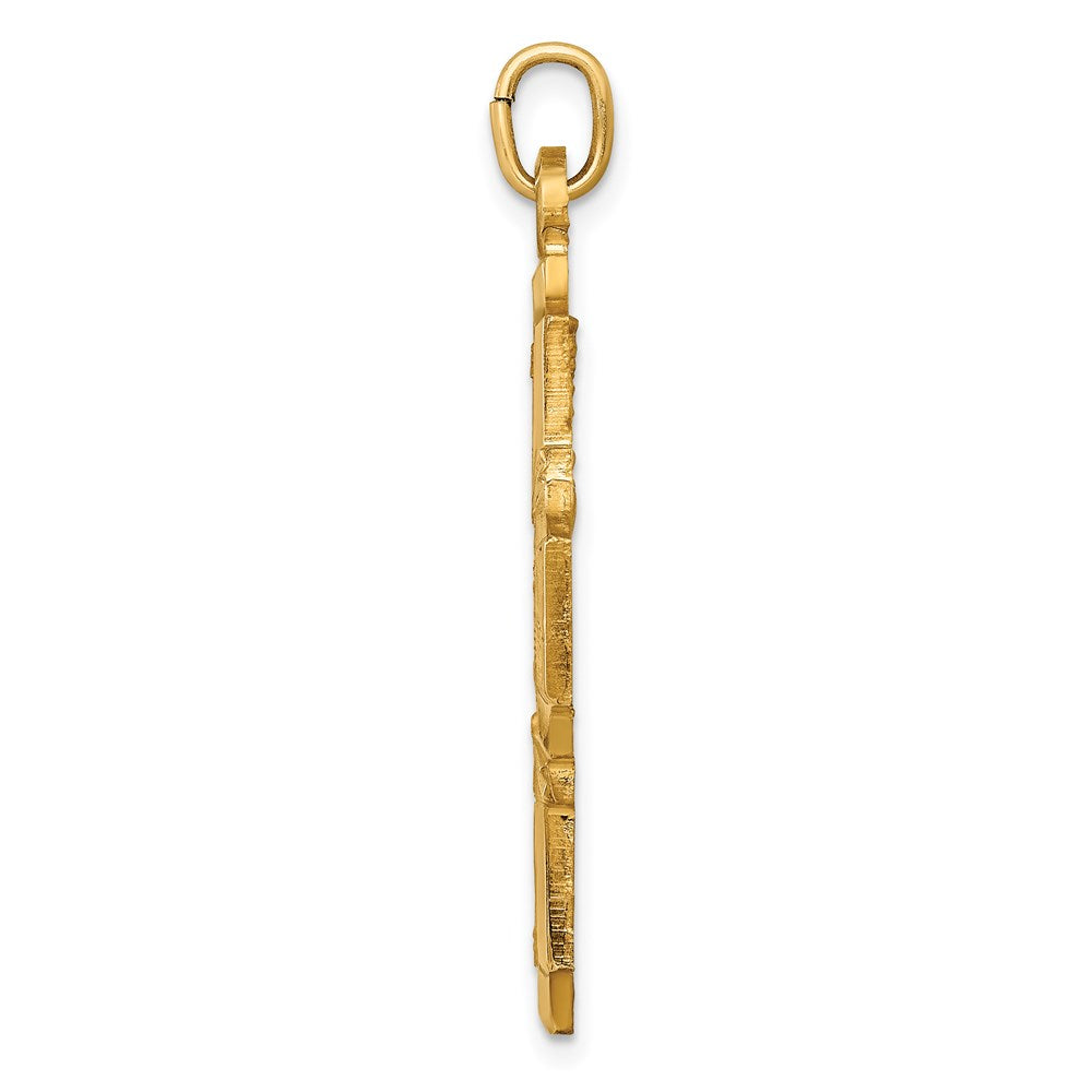 14k Yellow Gold 28 mm Solid Polished/Satin Large 4-Way Medal (5.84 grams)