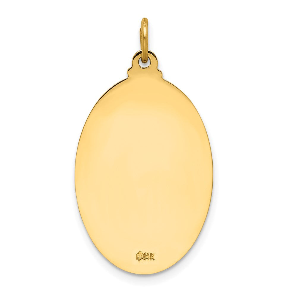 14k Yellow Gold 16.25 mm Solid Polished/Satin Oval St. Anthony Medal (2.65 grams)