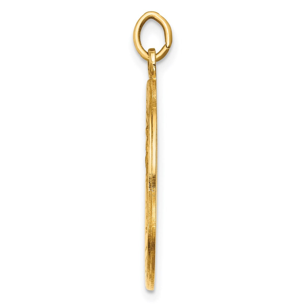 14k Yellow Gold 22 mm Solid Polished/Satin Medium Round St. Christopher Medal (3.03 grams)