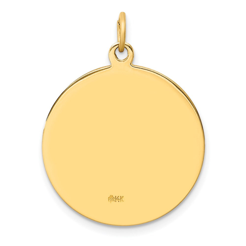 14k Yellow Gold 22 mm Solid Polished/Satin Medium Round St. Christopher Medal (3.03 grams)