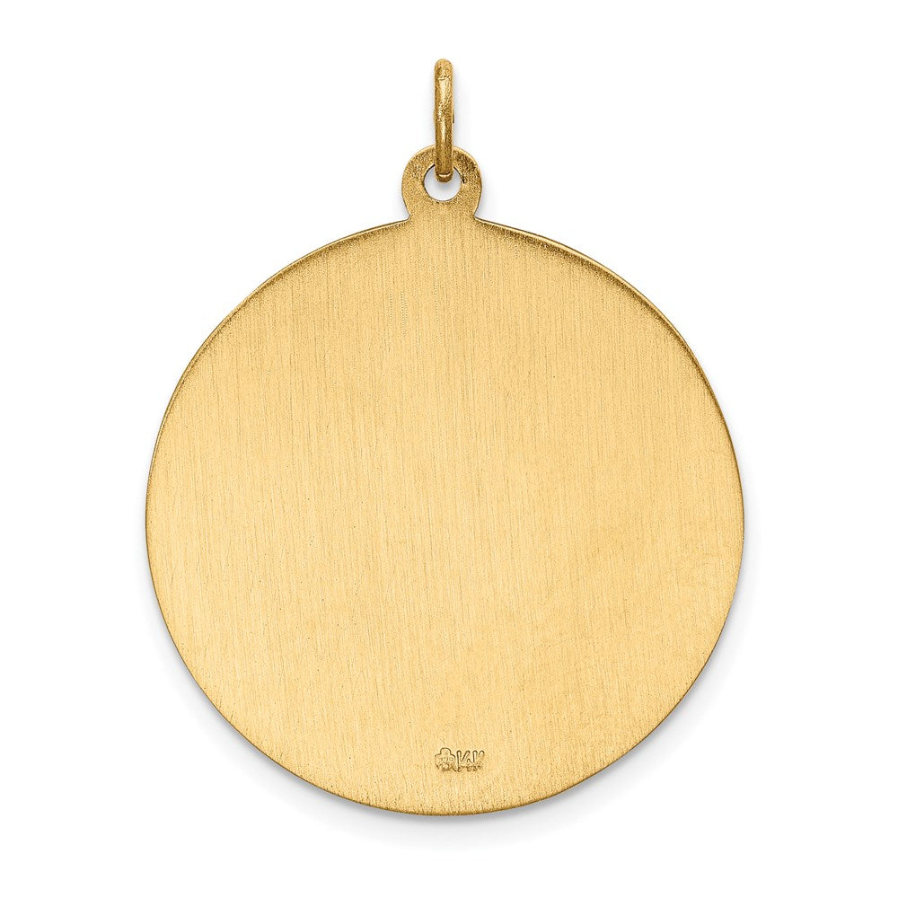 14k Yellow Gold 24.5 mm Solid Polished/Satin Large Round St. Christopher Medal (5.59 grams)