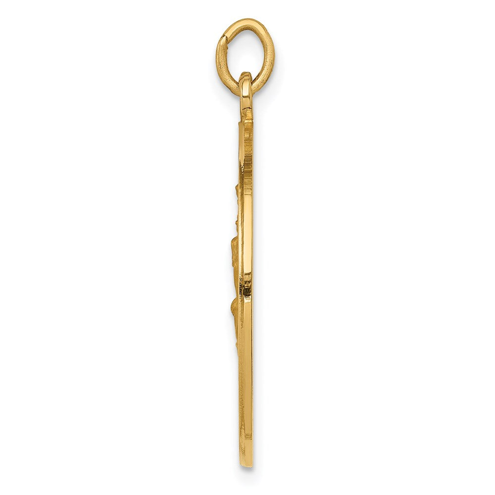 14k Yellow Gold 23.5 mm Solid Polished/Satin Medium Round St. Christopher Medal (4.17 grams)