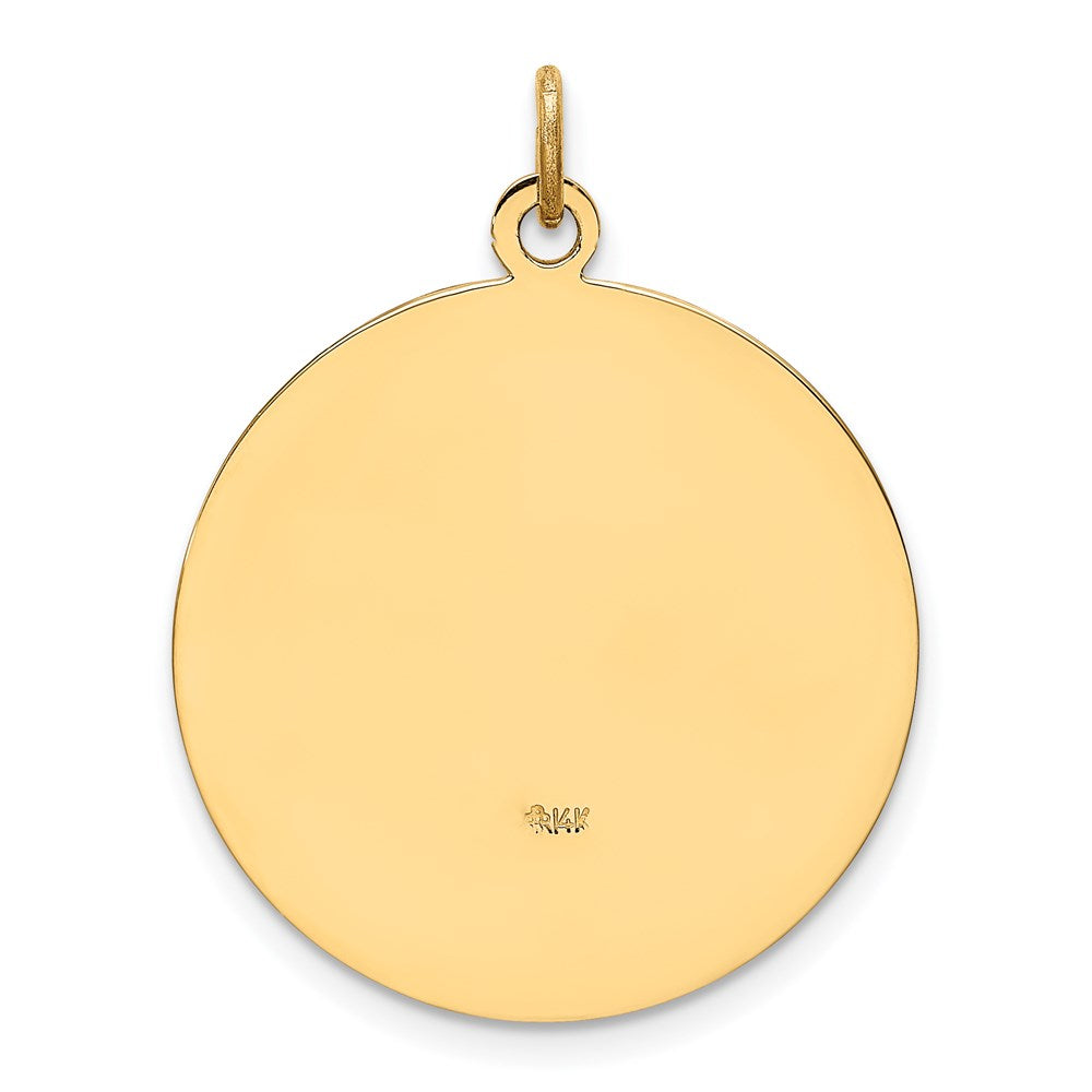 14k Yellow Gold 23.5 mm Solid Polished/Satin Medium Round St. Christopher Medal (4.17 grams)