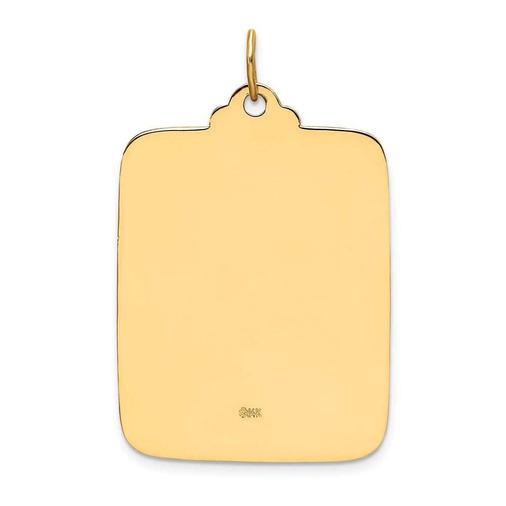 14k Yellow Gold 25 mm Solid Polished/Satin Large Rectangle St. Christopher Medal (10.1 grams)