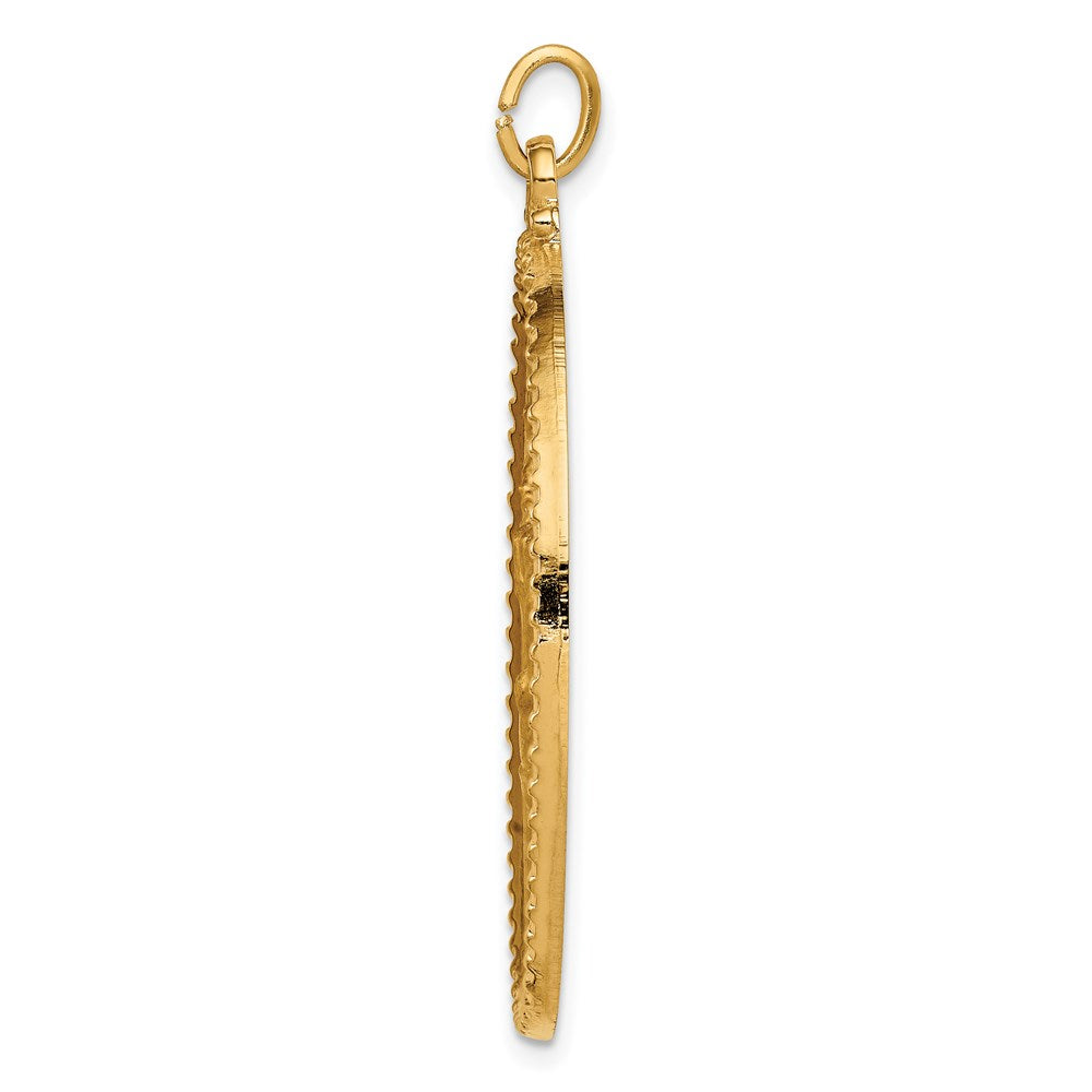 14k Yellow Gold 25 mm Solid Polished/Satin Beaded Edge St. Christopher Medal (8.61 grams)