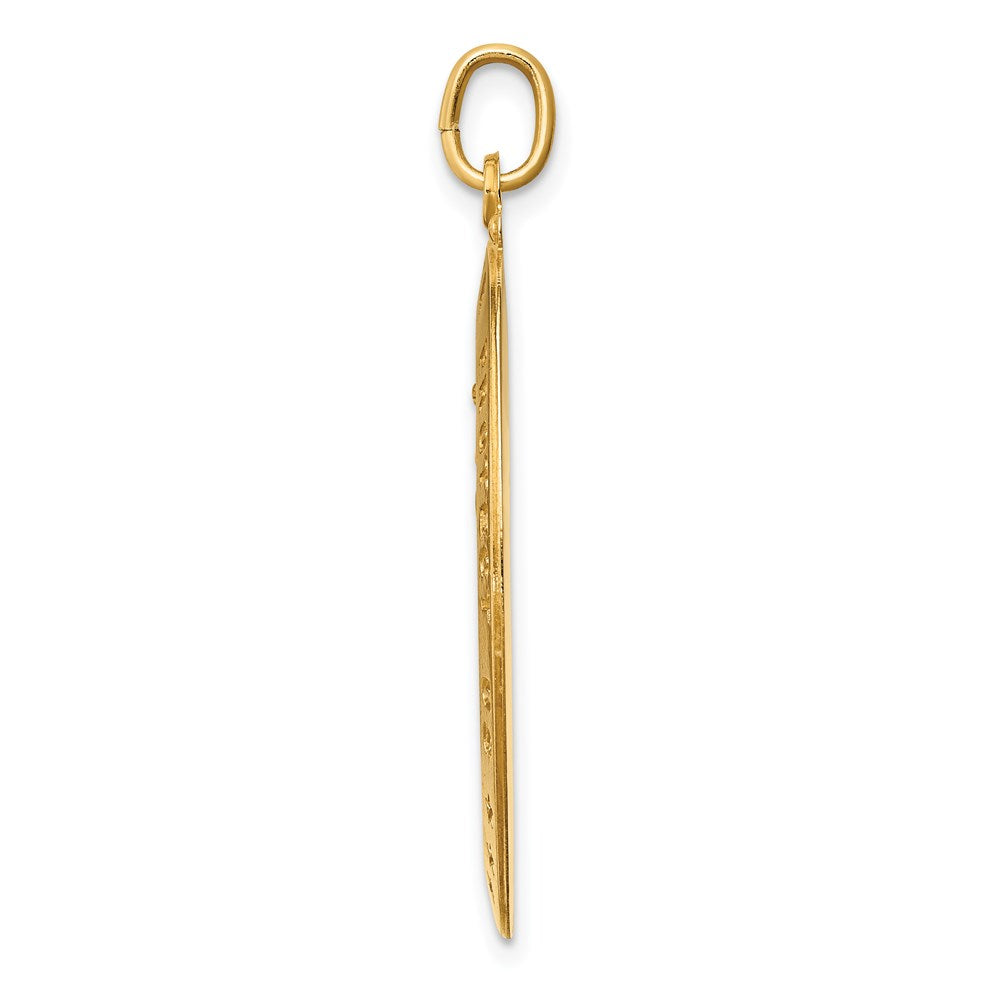 14k Yellow Gold 20.2 mm Solid Polished/Satin Large Oval St. Christopher Medal (4.61 grams)