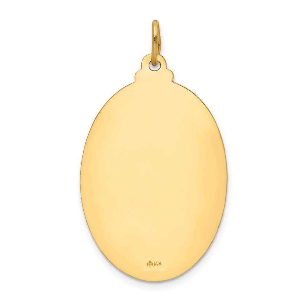 14k Yellow Gold 20.2 mm Solid Polished/Satin Large Oval St. Christopher Medal (4.61 grams)