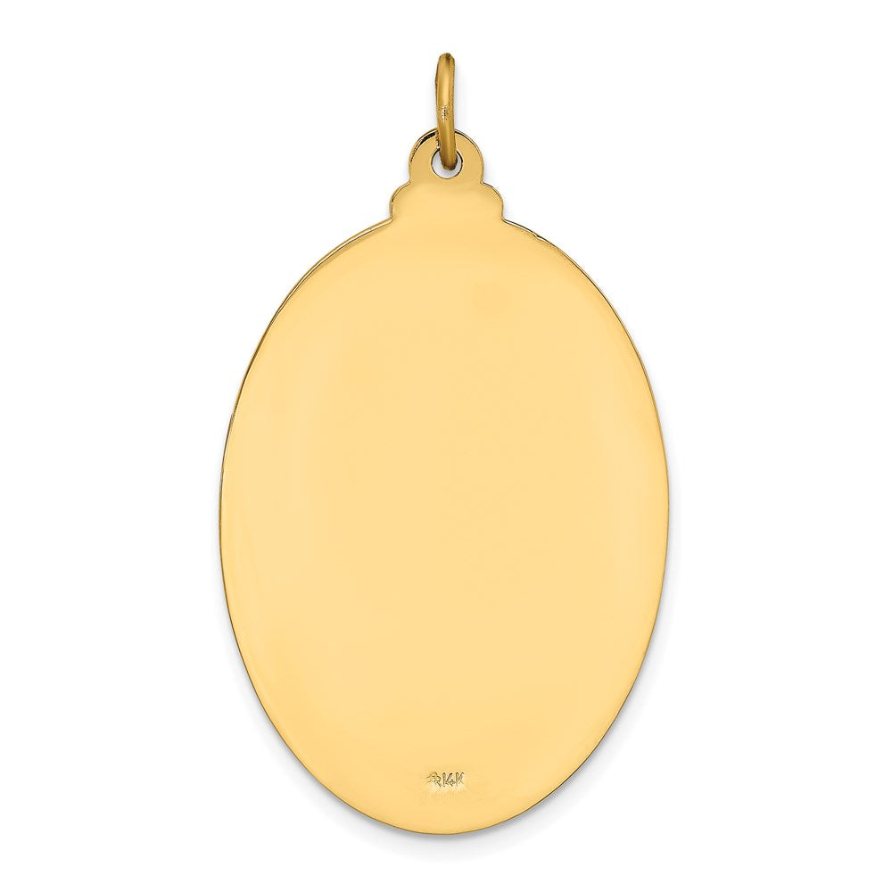 14k Yellow Gold 23 mm Solid Polished/Satin Large Oval St. Christopher Medal (6.2 grams)