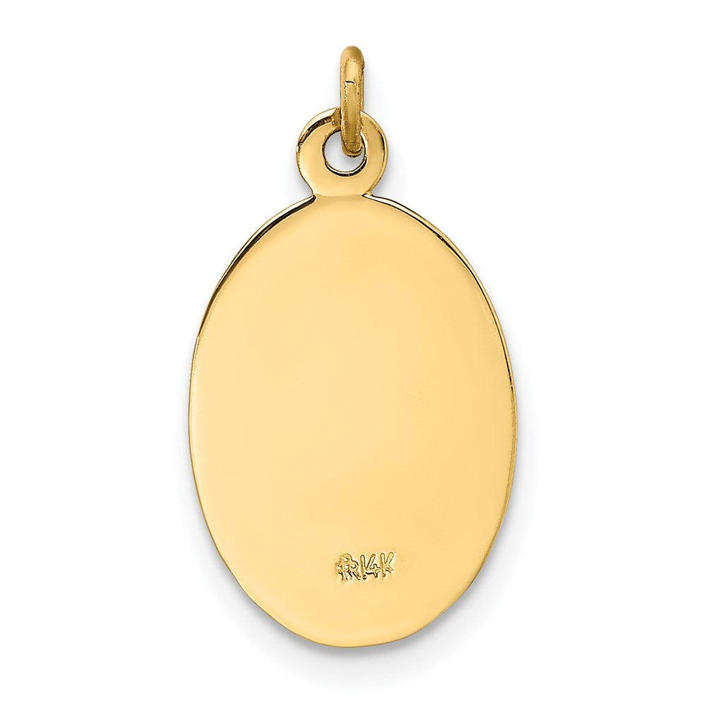 14k Yellow Gold 11.4 mm Solid Polished/Satin Extra Small Oval St. Christopher Medal (0.96 grams)