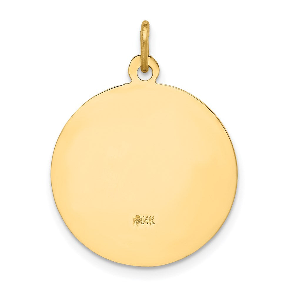 14k Yellow Gold 19 mm Solid Polished/Satin Small Round St. Joseph Medal (1.95 grams)