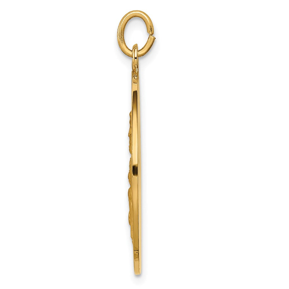 14k Yellow Gold 24 mm Solid Polished/Satin Large Round St. Joseph Medal (4.48 grams)