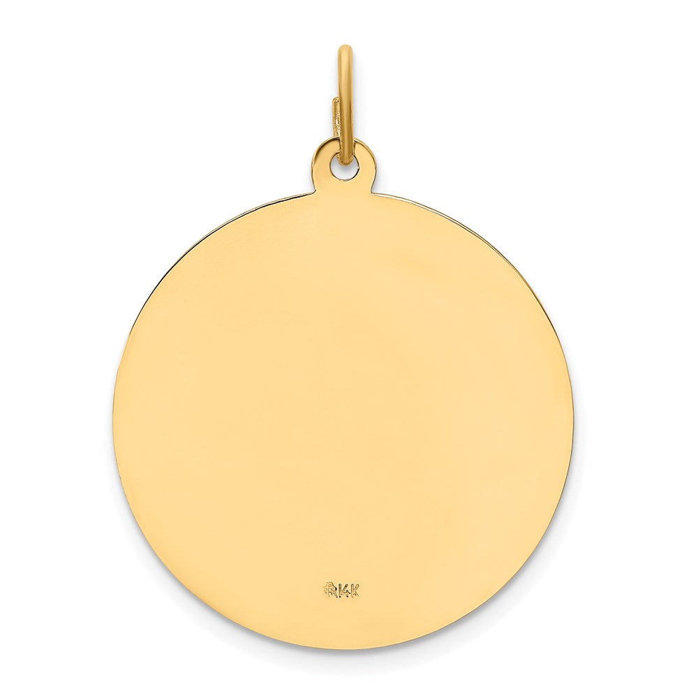 14k Yellow Gold 24 mm Solid Polished/Satin Large Round St. Joseph Medal (4.48 grams)