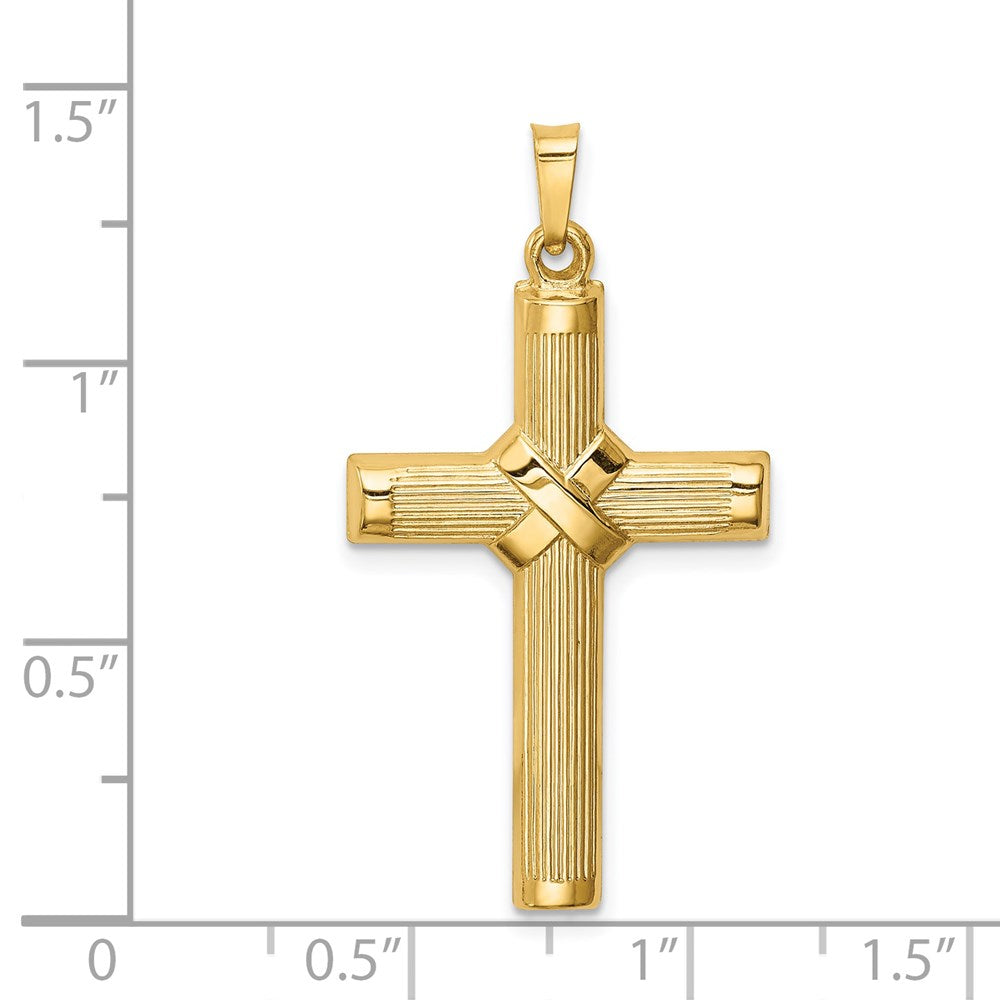 14k Yellow Gold 19.5 mm Hollow Polished Center X Cross (1.1 grams)