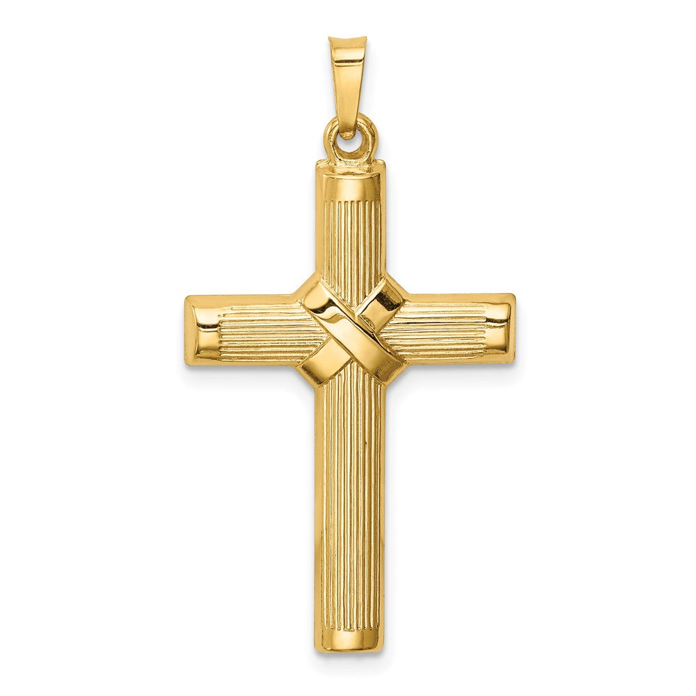 14k Yellow Gold 19.5 mm Hollow Polished Center X Cross (1.1 grams)