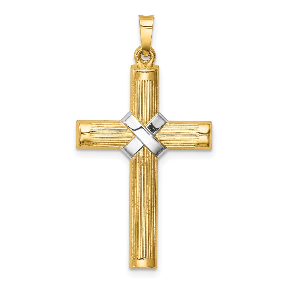14k Yellow & Rhodium 19.5 mm Center X Cross (1.07 grams)