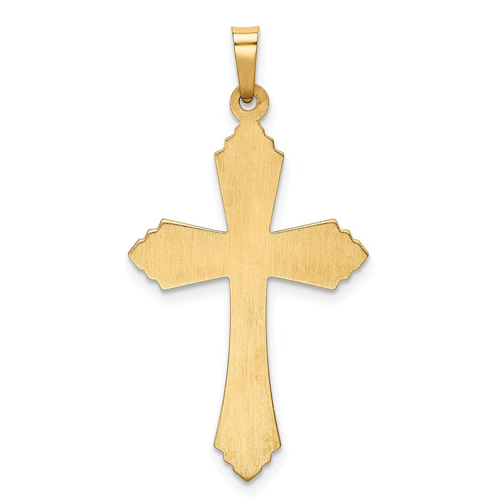 14k Yellow Gold 19.25 mm Hollow Polished Fleur de Lis Cross (0.82 grams)