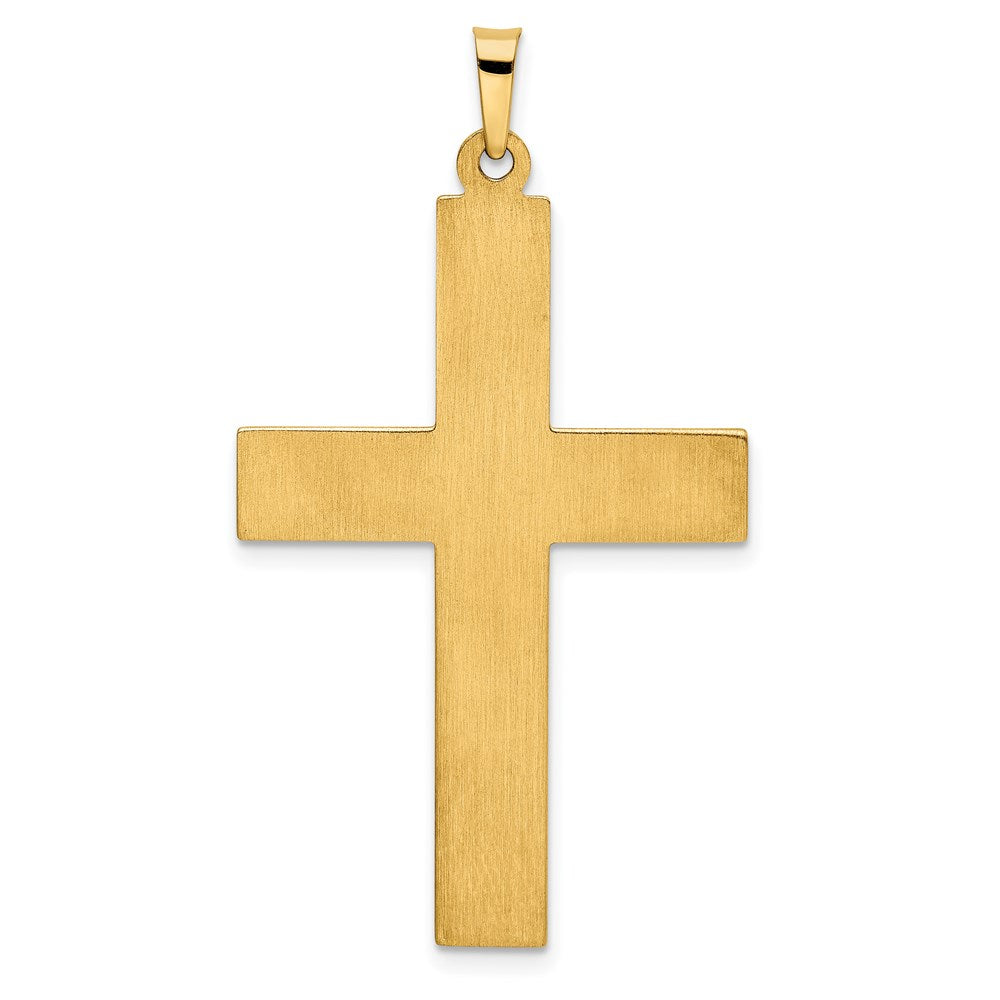 14k Yellow Gold 23.25 mm Hollow Polished Stripe Design Latin Cross (1.42 grams)