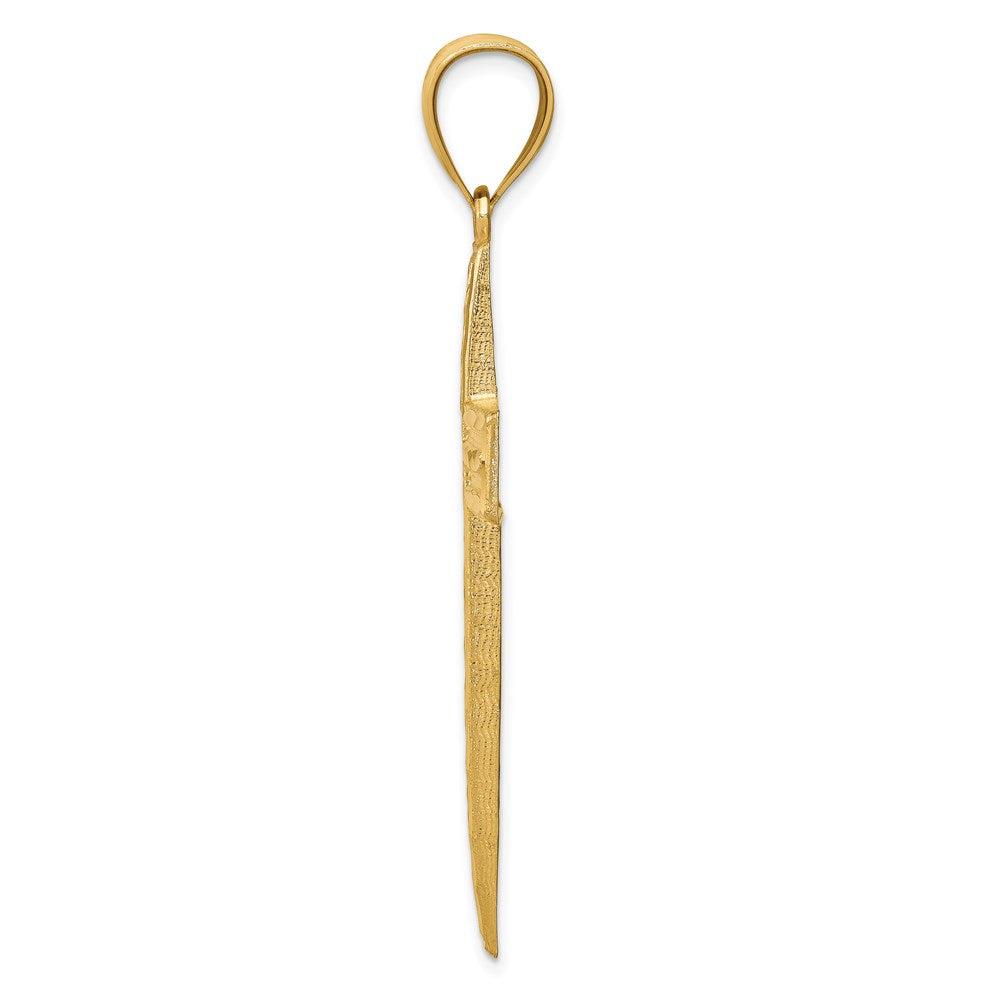 14k Yellow Gold 26.35 mm Diamond-cut Cross Pendant (3.35 grams)