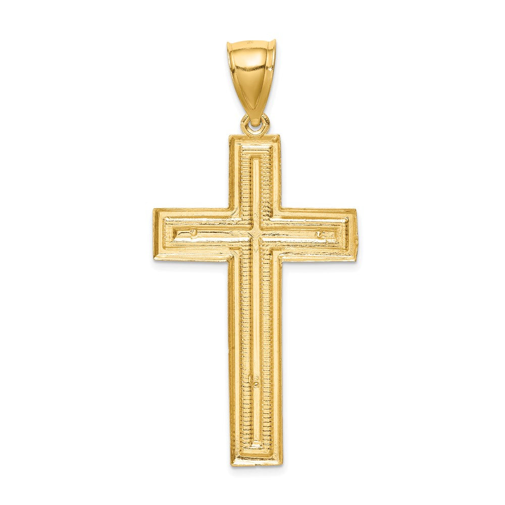 14k Yellow Gold 26.35 mm Diamond-cut Cross Pendant (3.35 grams)
