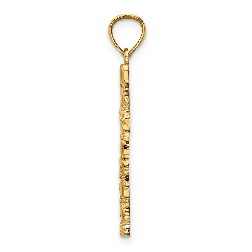 14k Yellow Gold 17.5 mm Nugget Cross Pendant (0.97 grams)