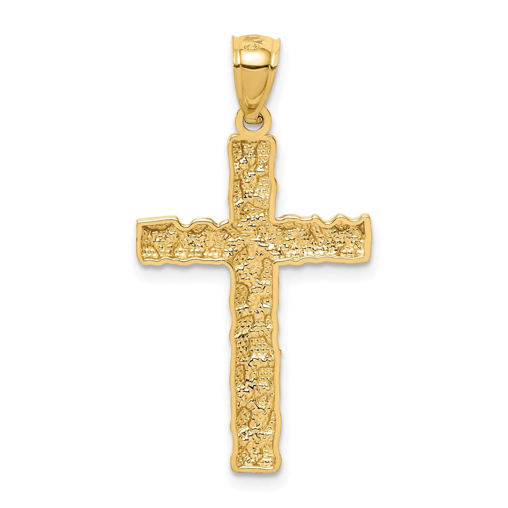 14k Yellow Gold 17.5 mm Nugget Cross Pendant (0.97 grams)