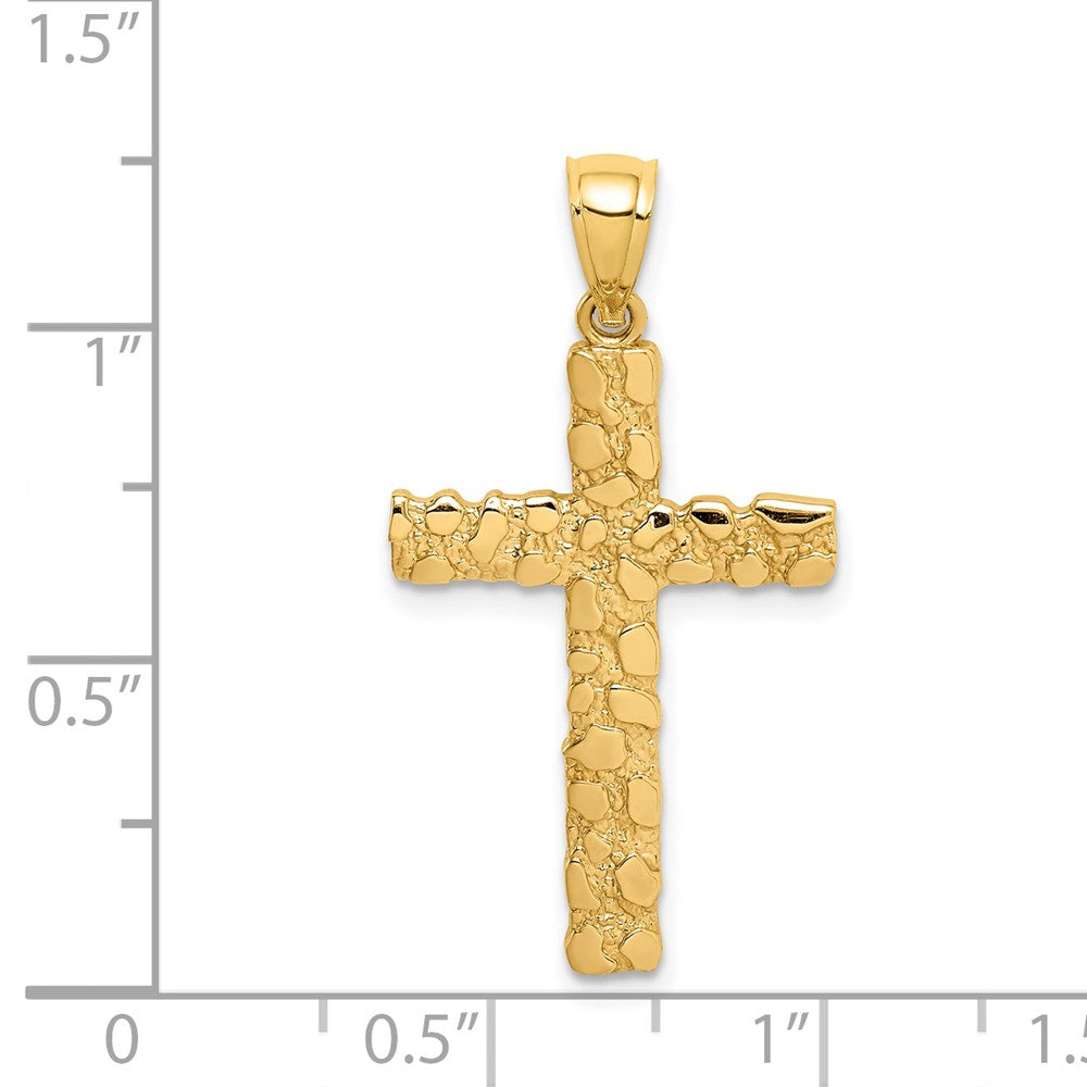 14k Yellow Gold 17.5 mm Nugget Cross Pendant (0.97 grams)