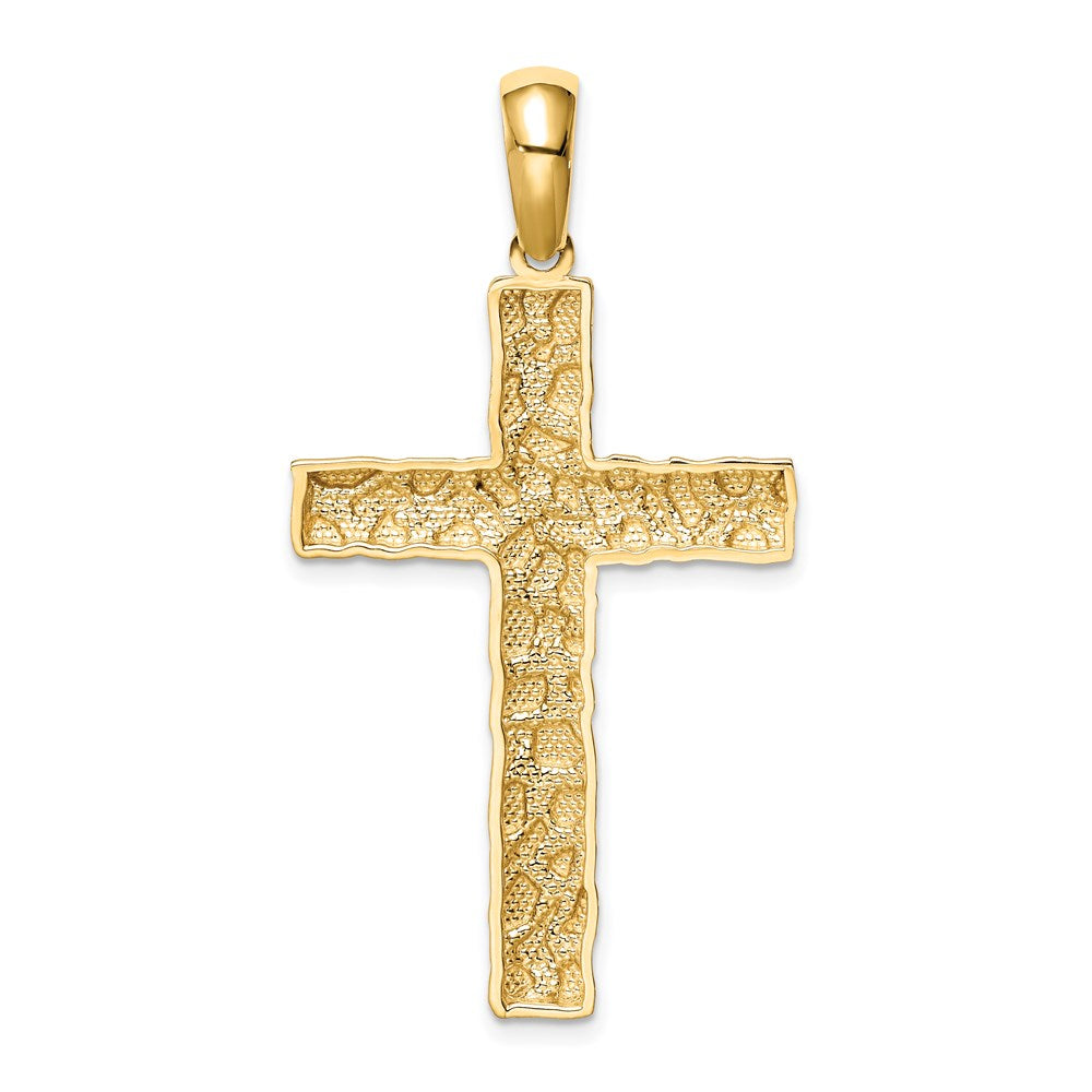 14k Yellow Gold 24.2 mm Nugget Cross Pendant (3.12 grams)