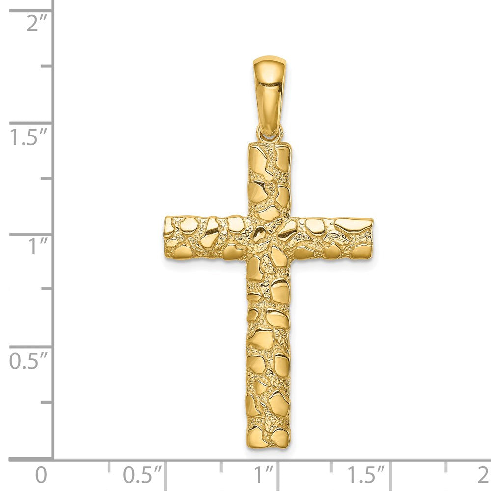 14k Yellow Gold 24.2 mm Nugget Cross Pendant (3.12 grams)
