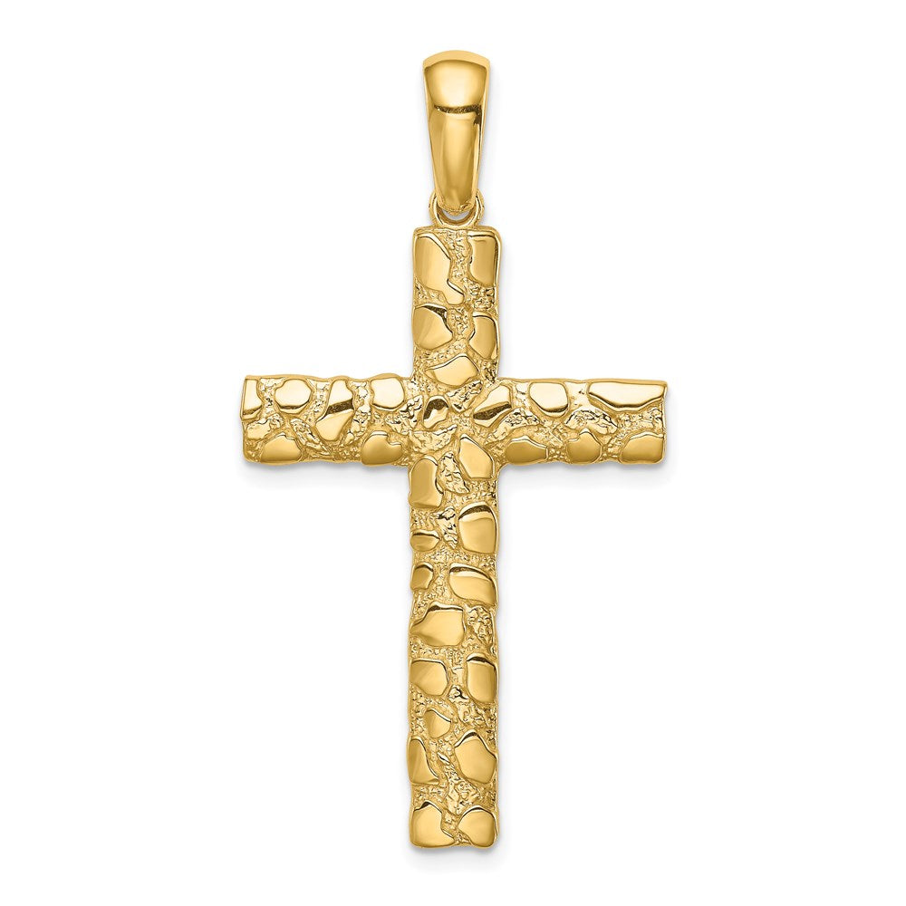 14k Yellow Gold 24.2 mm Nugget Cross Pendant (3.12 grams)