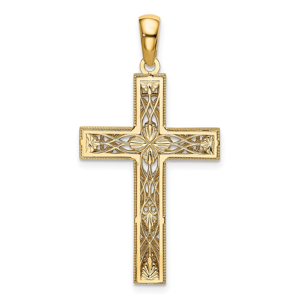 14k Yellow & Rhodium 20 mm D/C Cross Pendant (2.34 grams)