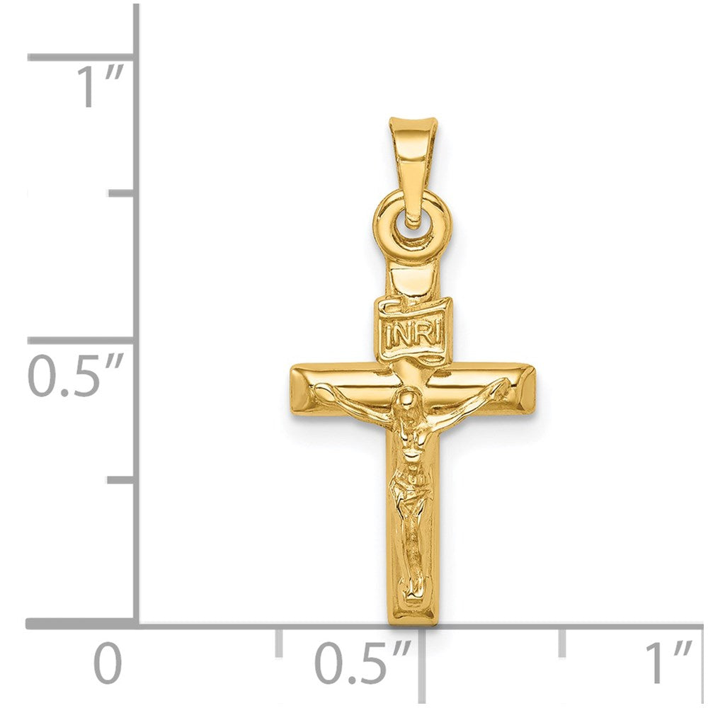 14k Yellow Gold 11 mm Hollow Crucifix Pendant (0.55 grams)
